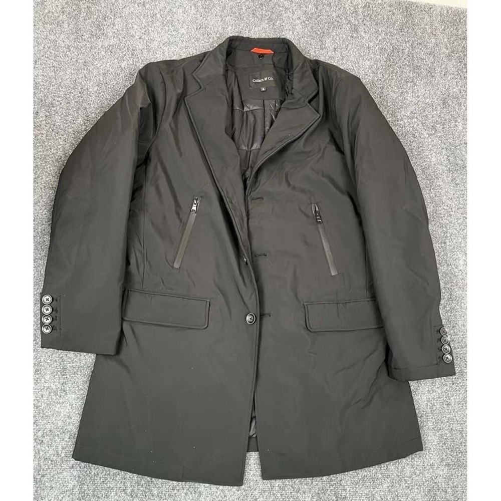 Collars And Co Overcoat Adult XL Black Button Lined Coat Pockets Mens X-Large‎